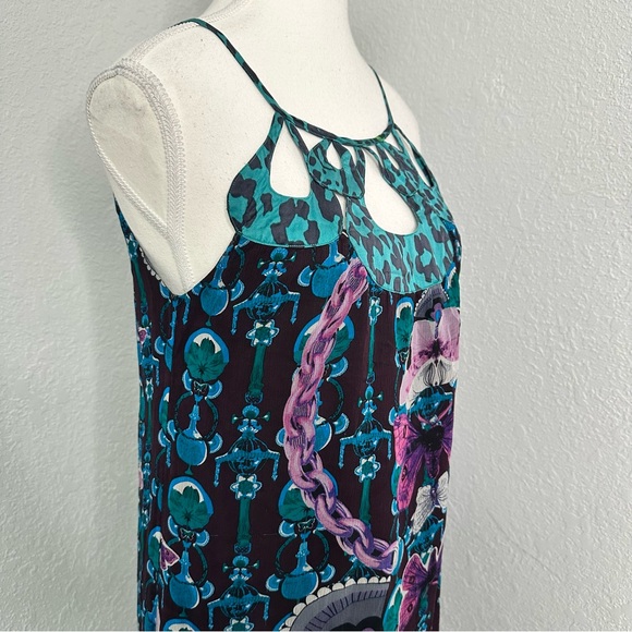 Custo Barcelona Vibrant Floral Maxi Dress in Teal and Magenta - Picture 6 of 10